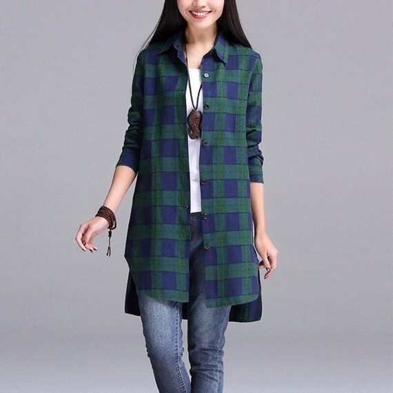 Oversized Vintage Plaid Shirt - Image 6