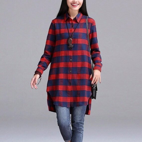 Oversized Vintage Plaid Shirt - Image 4