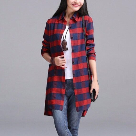 Oversized Vintage Plaid Shirt - Image 3