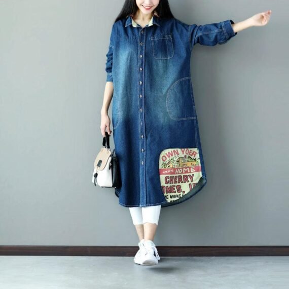 Vintage Patchwork Oversized Denim Jacket - Image 3