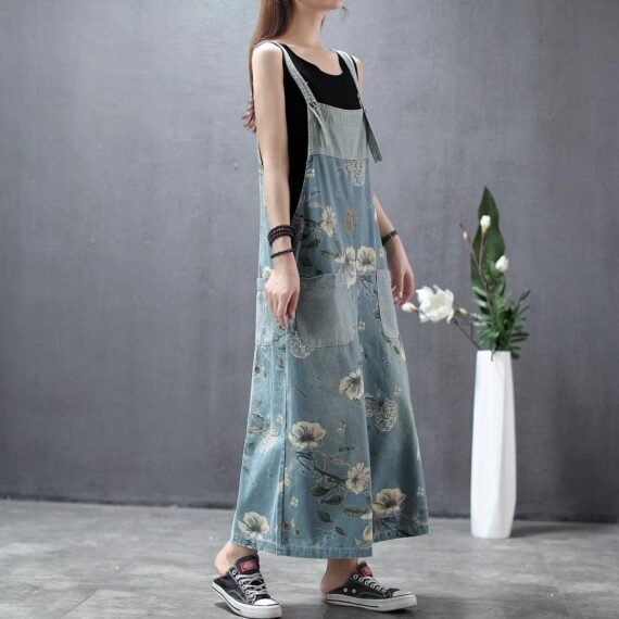 Wide Leg Loose Floral Overall - Image 7