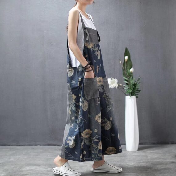 Wide Leg Loose Floral Overall - Image 8