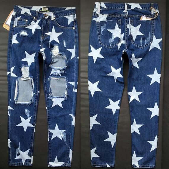 Five-pointed Star Ripped Jeans - Image 6