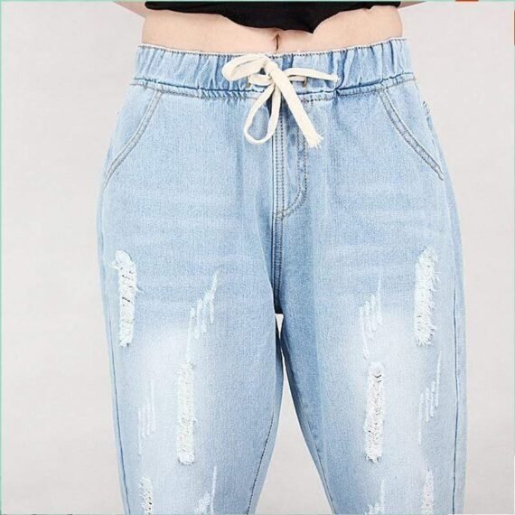 Distressed Loose Harem Jeans - Image 5