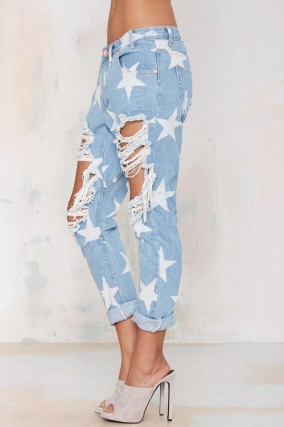 Five-pointed Star Ripped Jeans - Image 5