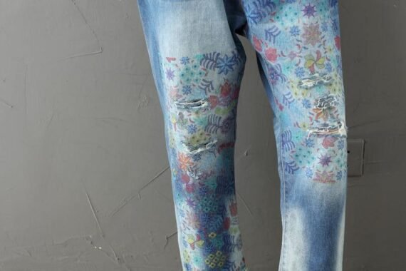 Funky Vibes Loose Floral Jeans - Image 2
