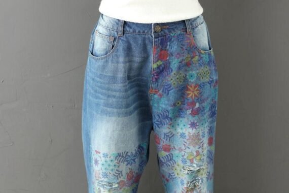 Funky Vibes Loose Floral Jeans - Image 3