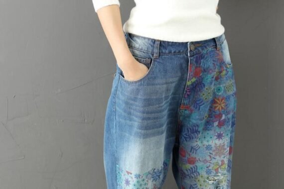Funky Vibes Loose Floral Jeans - Image 6