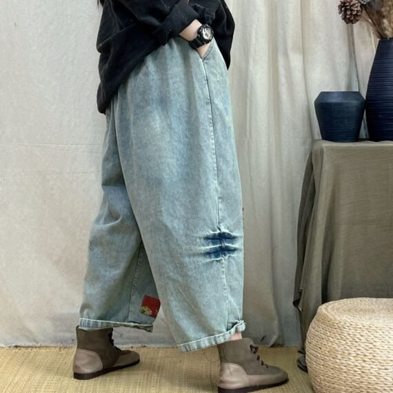 Loose Patchwork Boyfriend Jeans | Hippie - Image 3