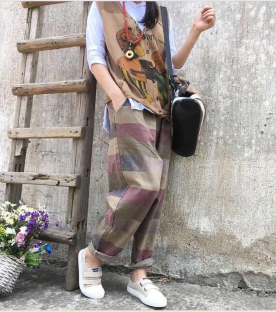 Retro Striped Hipster Jeans - Image 2