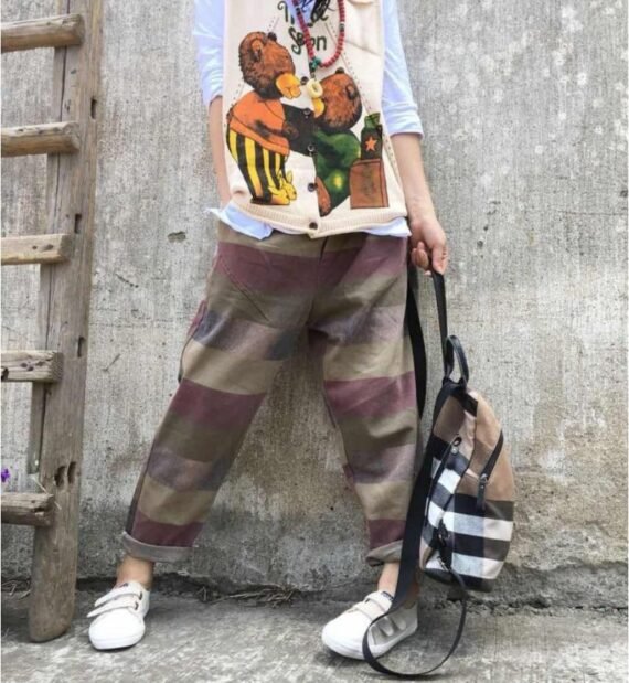 Retro Striped Hipster Jeans - Image 4