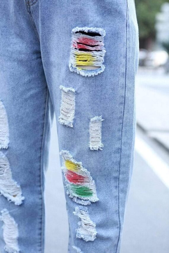 Rainbow Distressed Jeans - Image 5