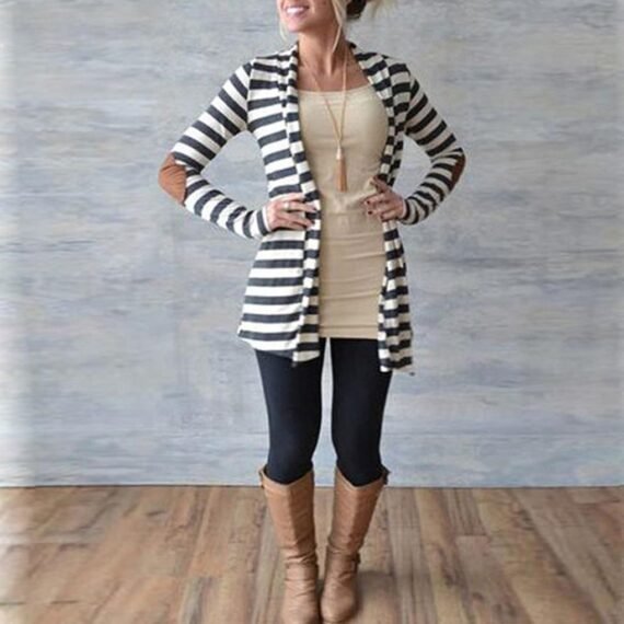 Elbow Patch Striped Cardigan - Image 2