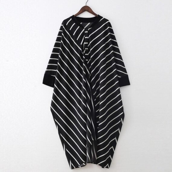 Electro Batwing Sleeve Striped Dress - Image 3