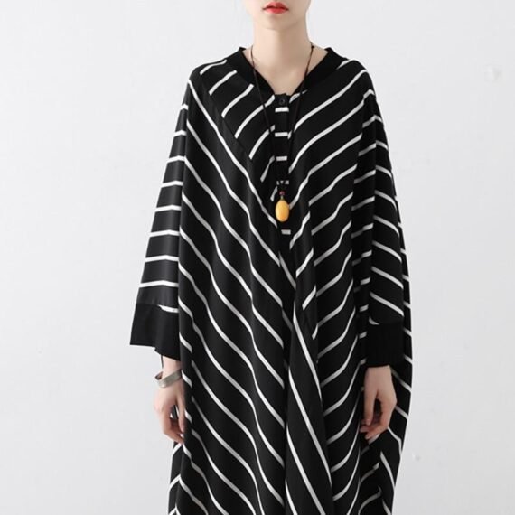 Electro Batwing Sleeve Striped Dress - Image 5