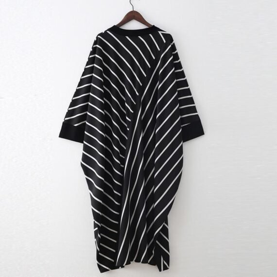 Electro Batwing Sleeve Striped Dress - Image 4