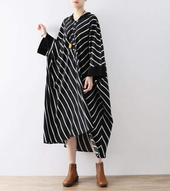 Electro Batwing Sleeve Striped Dress - Image 6