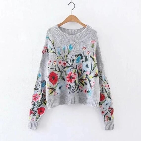 Artsy Fartsy Floral Embroidered Sweater - Image 4