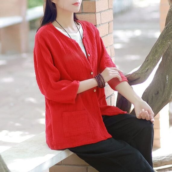 Zen Cotton Button Up Blouse | Zen - Image 3