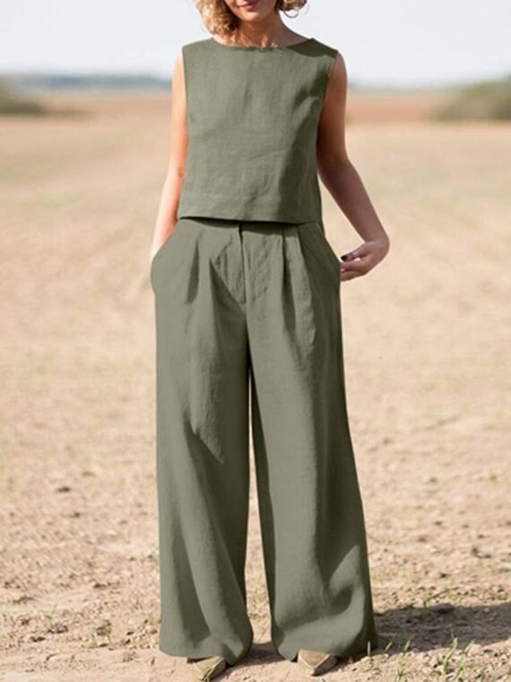 Genna Cotton Linen Two Piece Suit | OOTD - Image 2