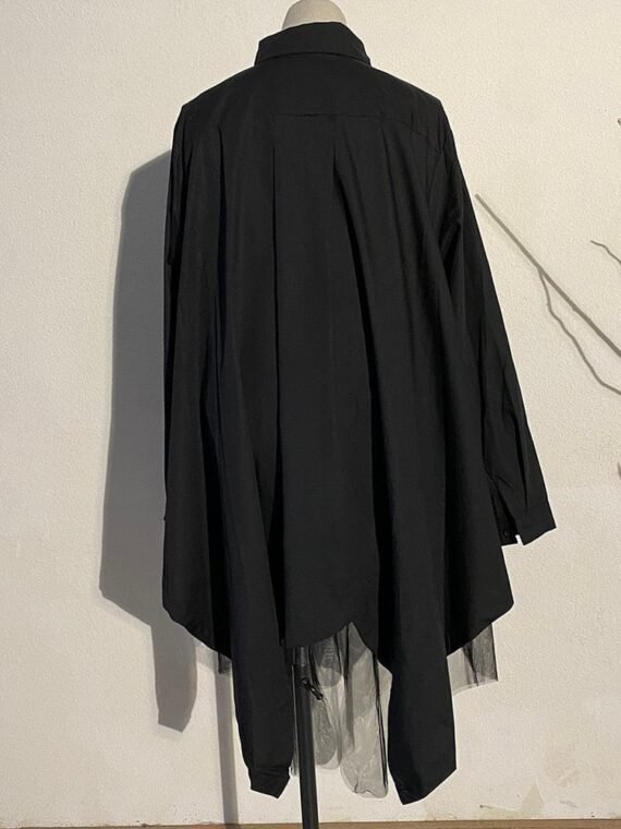 Black Irregular Hem Shirt Dress - Image 5