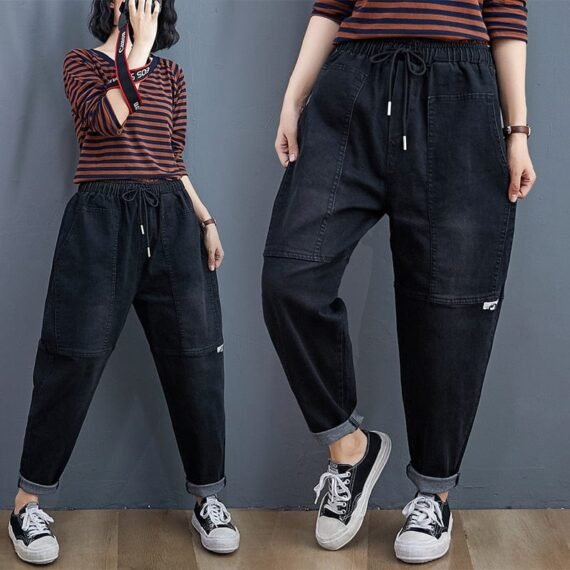 Oversized Black Hipster Jeans - Image 2