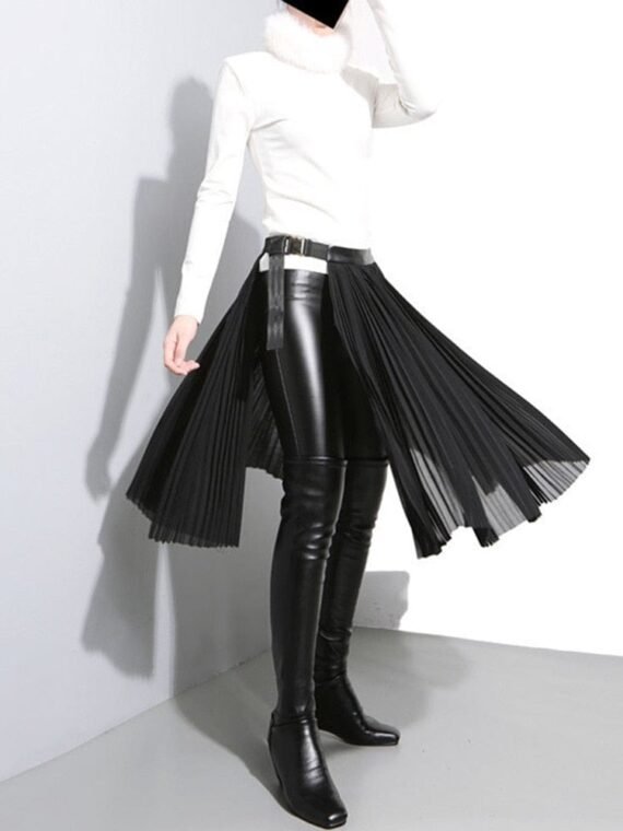 Black Pleated Half Skirt Belt | Millennials - Image 3