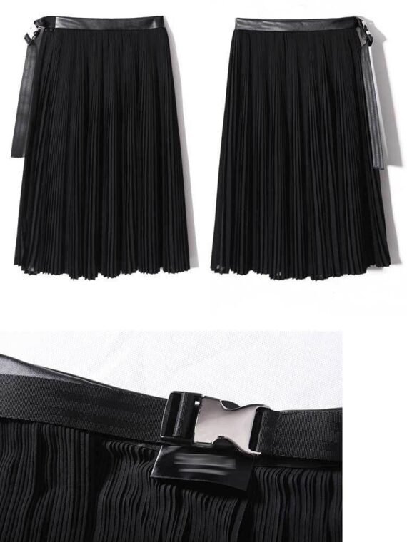 Black Pleated Half Skirt Belt | Millennials - Image 8