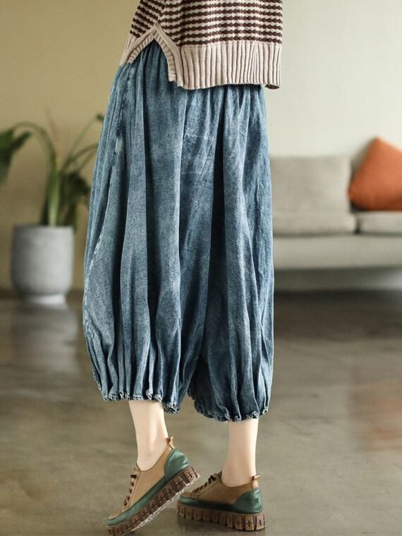 High Waist Vintage Denim Pants - Image 4