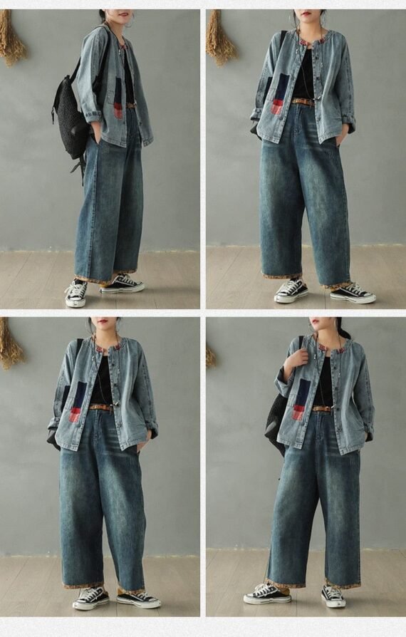 Patchwork Washed Denim Jacket - Image 6