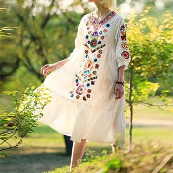 Daisy Bohemian Floral Midi Dress - Image 5