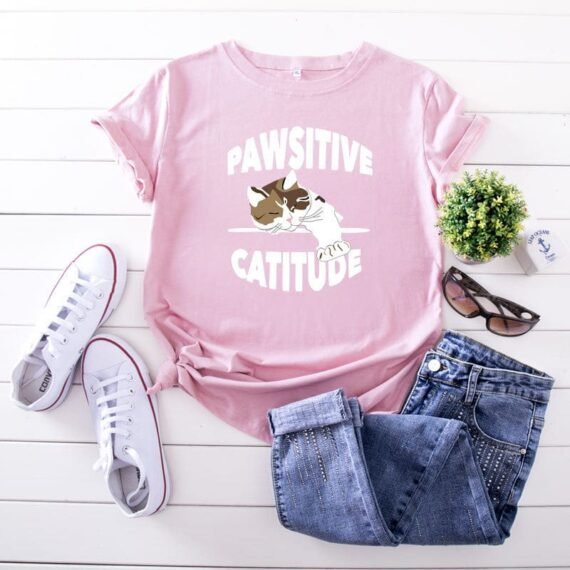 Pawsitive Catitude Graphic T-Shirt - Image 8