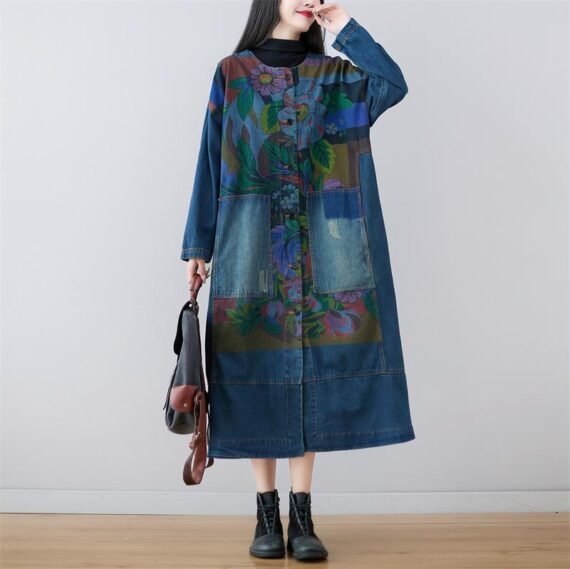 Mai Denim Hooded Long Coat - Image 3