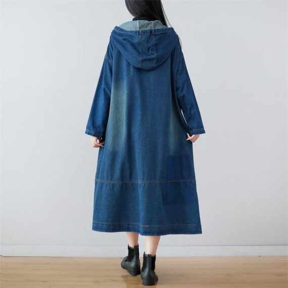 Mai Denim Hooded Long Coat - Image 6