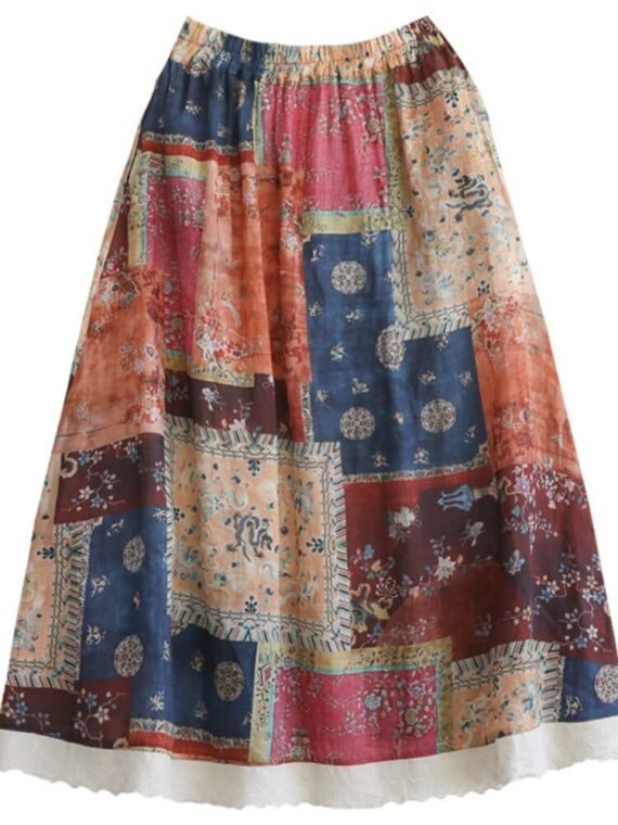 Colorful Ramie Maxi Skirt - Image 8