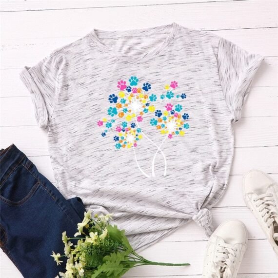 Paw Petals Dandelion Cotton T-Shirt - Image 10