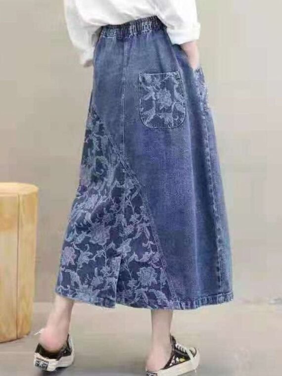 Darin Denim Patchwork Skirt - Image 4