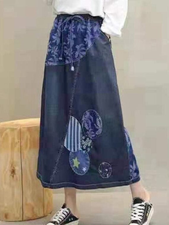 Darin Denim Patchwork Skirt - Image 5