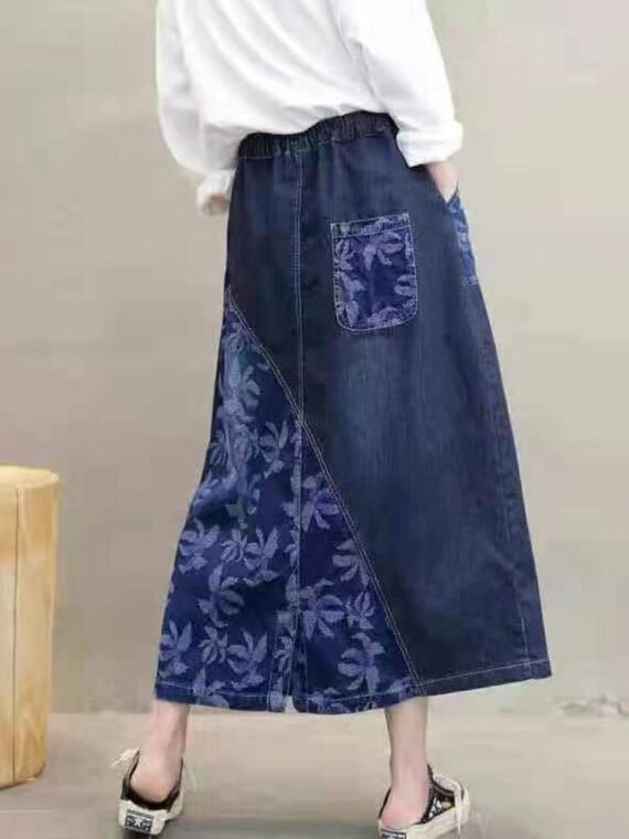 Darin Denim Patchwork Skirt - Image 6