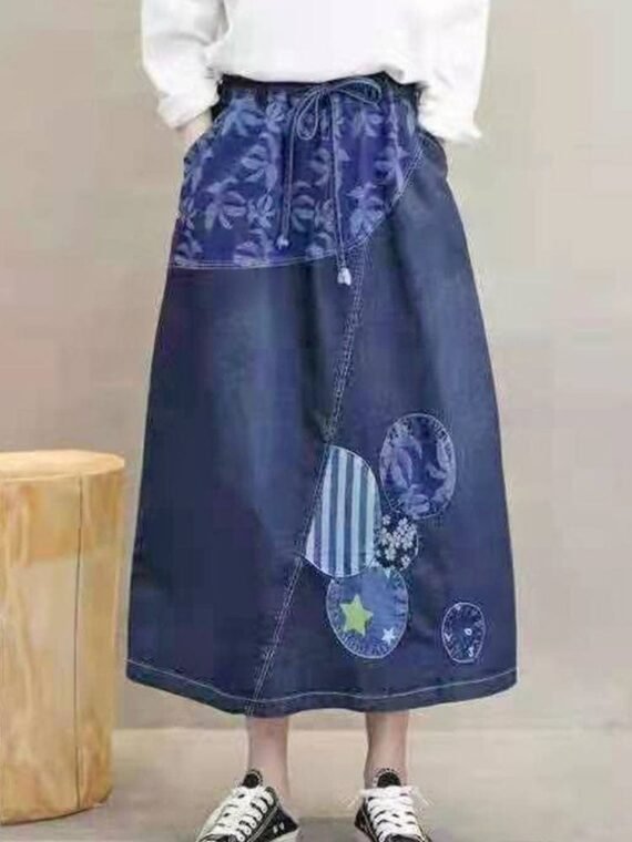 Darin Denim Patchwork Skirt - Image 2