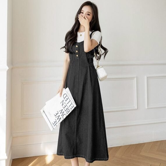 Spaghetti Strap Long Denim Dress - Image 2