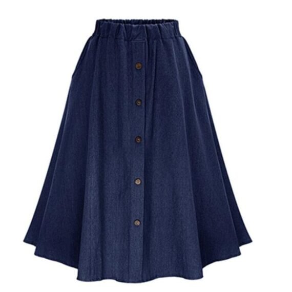 Hanna Pleated Denim Midi Skirt - Image 3
