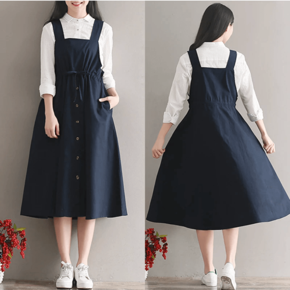 Ona Vintage Knee-Length Overall Dress - Image 2