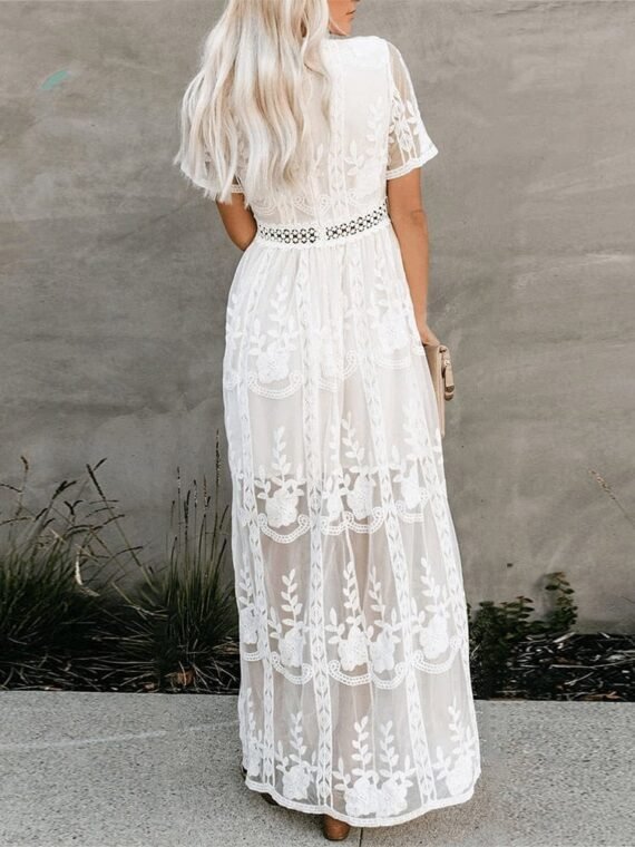 Boho Embroidered Lace Maxi Dress - Image 2