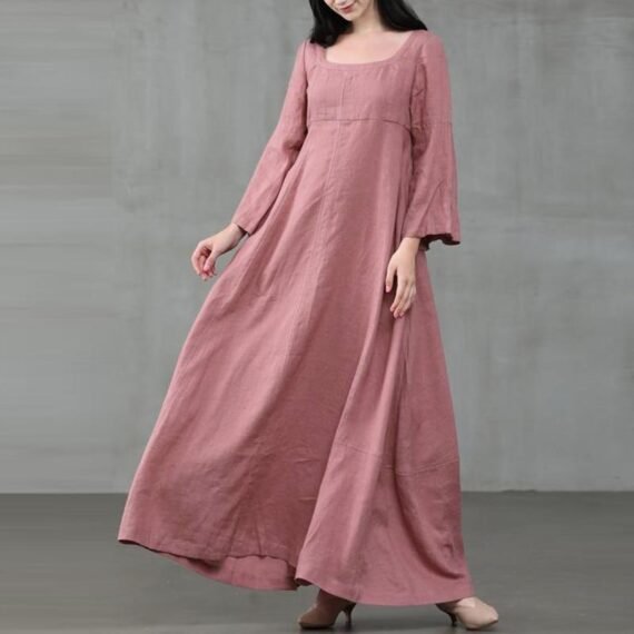 Medieval Square Collar Maxi Dress