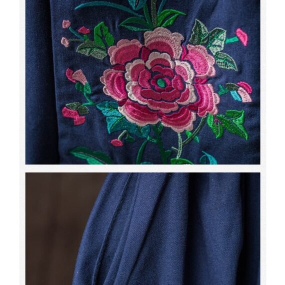 Embroidery Elastic Floral Midi Skirt - Image 3