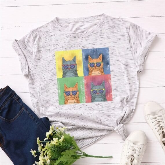 Graphic Kitten O Neck Tee - Image 6