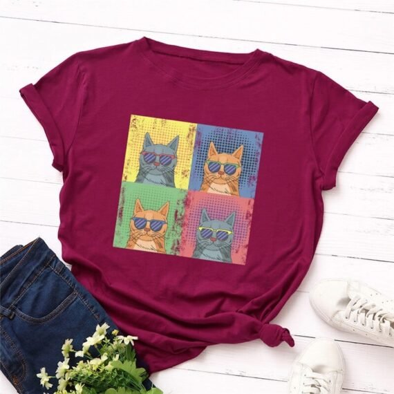 Graphic Kitten O Neck Tee - Image 8