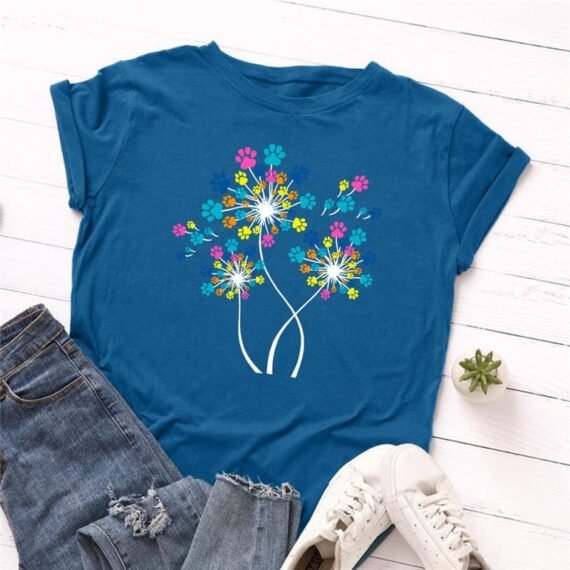 Paw Petals Dandelion Cotton T-Shirt - Image 7