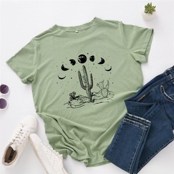 Moon Phases Loose Cotton T-Shirt - Image 11